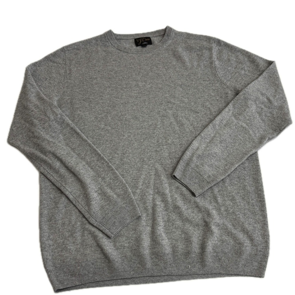 J.Crew Sweater Mens XL Tall Gray Cashmere Crewneck Luxury Soft Warm Classic